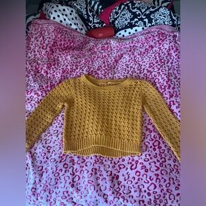 Mustard Yellow Hand-knit Long Sleeve Sweater